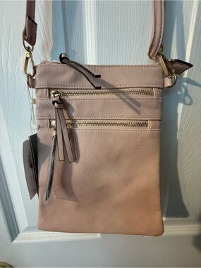 Women's Crossbody Bag in Blush Pink - Minimalist Leather Style